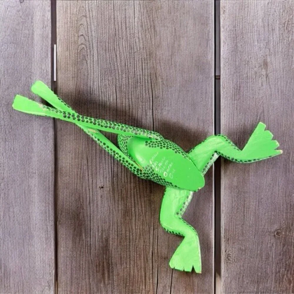 Francisco‎ Esteban Hernandez Mexican Folk Art Wood Long Frog Animal Signed AS IS